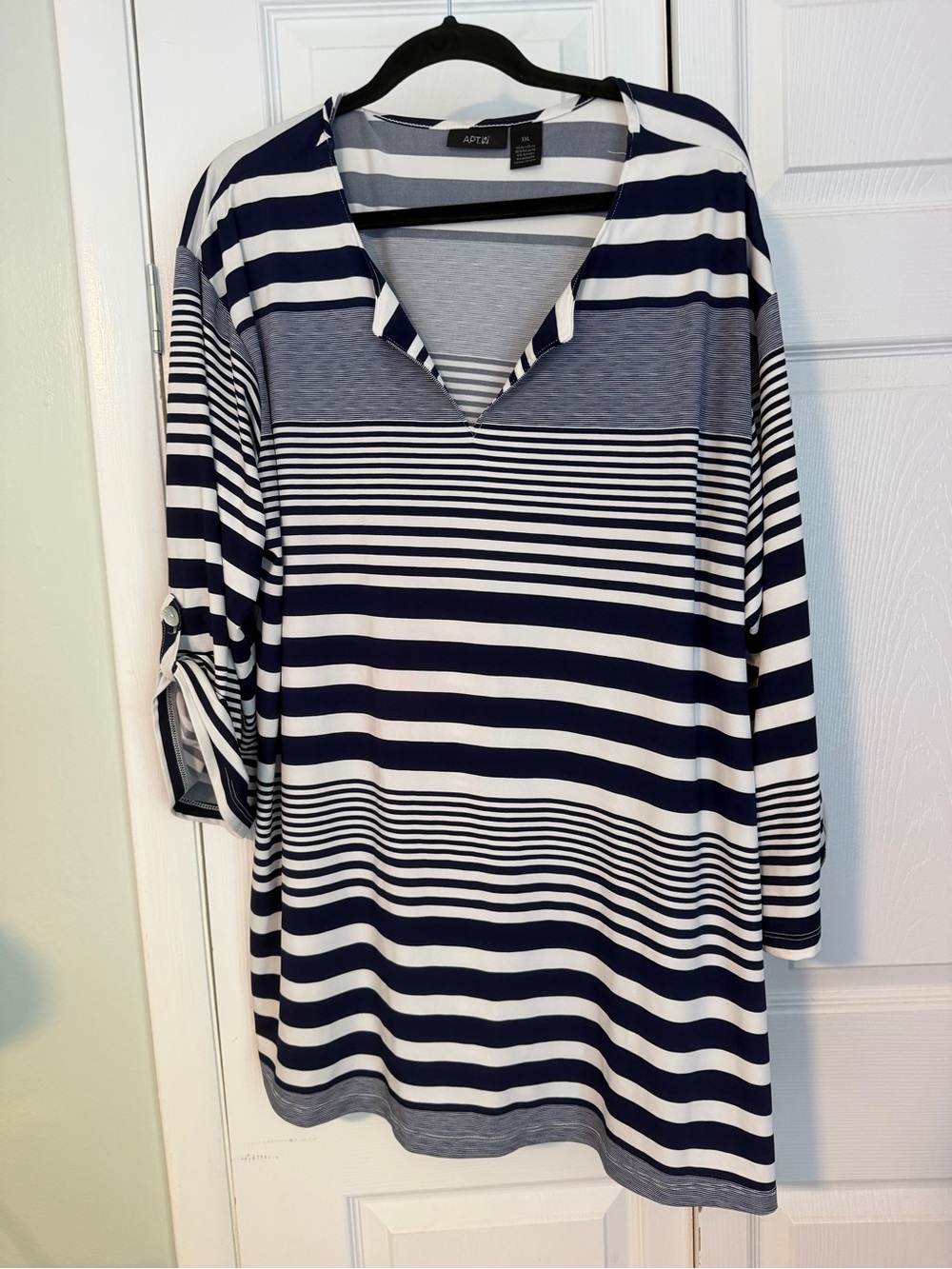 Apt. 9 Navy and White Striped V-Neck Beach / Bathing Suit Coverup